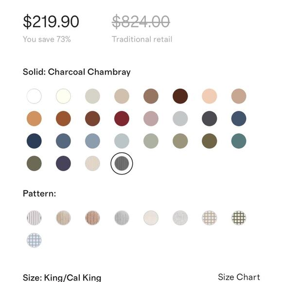 Quince European Linen Duvet Cover Set Charcoal Chambray Size King/CalKing - Picture 10 of 12